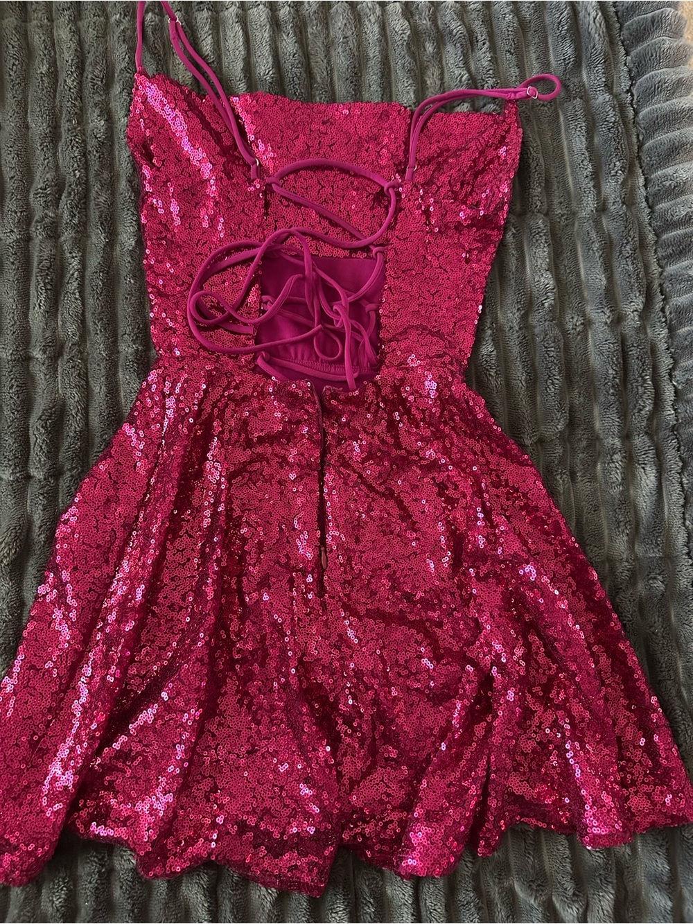 Lucy in the Sky Fuchsia Sequin Slip Dress - Picture 2 of 3